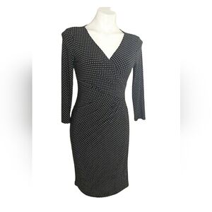 Lauren Ralph Lauren Polka-dot Mock Wrap Dress, Size Large